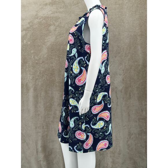 Talbots Dress Womens XL Navy Sleeveless Sheath Paisley 100% Cotton Boho Spring‎ - Picture 4 of 9